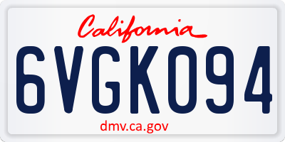 CA license plate 6VGK094