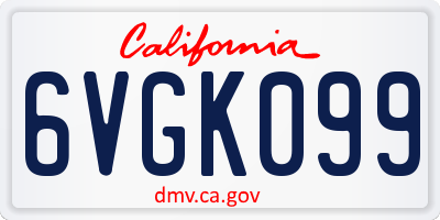 CA license plate 6VGK099