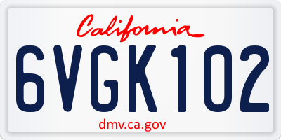 CA license plate 6VGK102