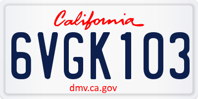CA license plate 6VGK103