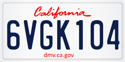 CA license plate 6VGK104