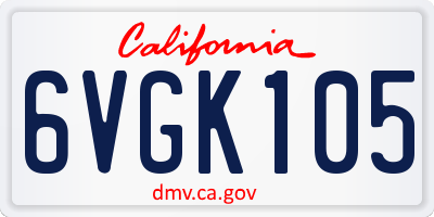 CA license plate 6VGK105