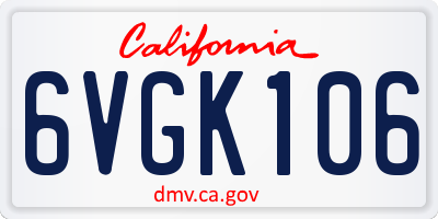 CA license plate 6VGK106