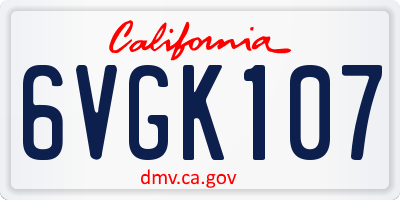 CA license plate 6VGK107