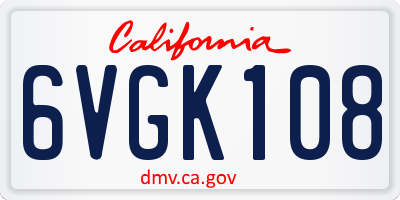 CA license plate 6VGK108