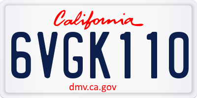 CA license plate 6VGK110