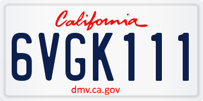 CA license plate 6VGK111