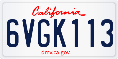 CA license plate 6VGK113
