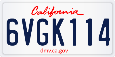 CA license plate 6VGK114