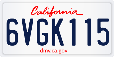 CA license plate 6VGK115