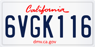 CA license plate 6VGK116