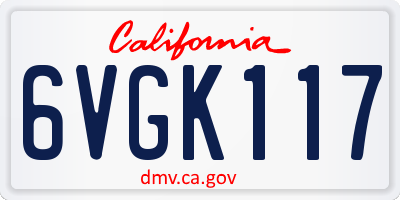 CA license plate 6VGK117