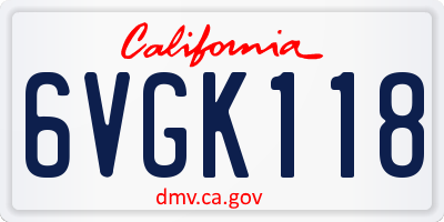 CA license plate 6VGK118