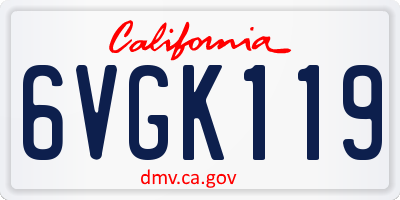 CA license plate 6VGK119