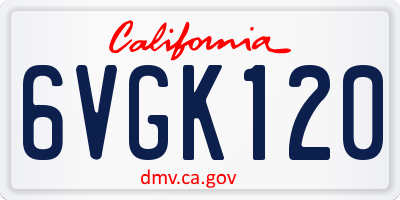 CA license plate 6VGK120