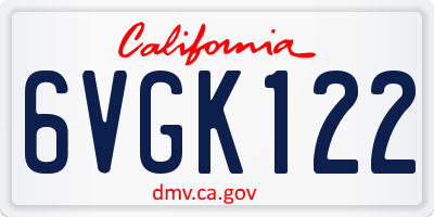 CA license plate 6VGK122