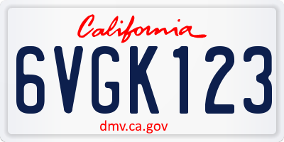 CA license plate 6VGK123