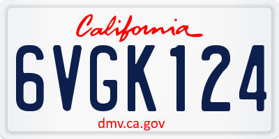CA license plate 6VGK124