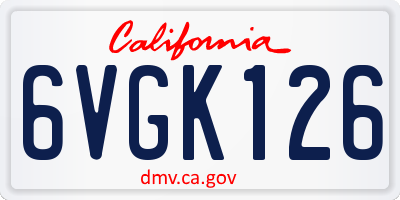CA license plate 6VGK126