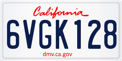 CA license plate 6VGK128
