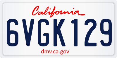 CA license plate 6VGK129