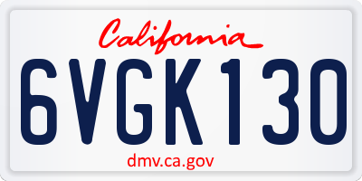 CA license plate 6VGK130