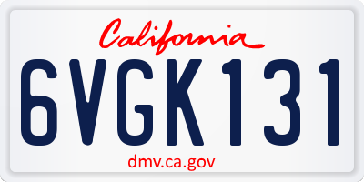 CA license plate 6VGK131