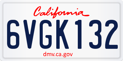 CA license plate 6VGK132