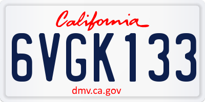 CA license plate 6VGK133