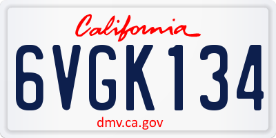 CA license plate 6VGK134