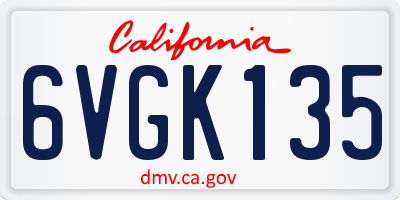 CA license plate 6VGK135