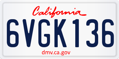 CA license plate 6VGK136