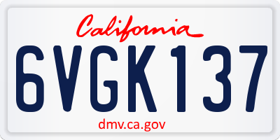 CA license plate 6VGK137