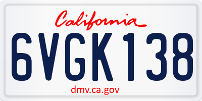 CA license plate 6VGK138