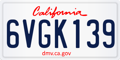 CA license plate 6VGK139