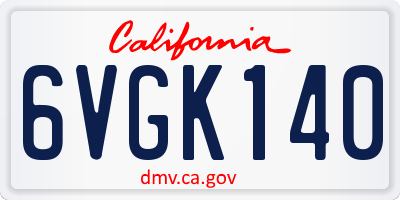 CA license plate 6VGK140