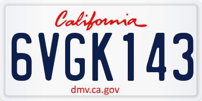 CA license plate 6VGK143