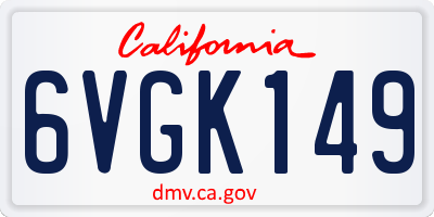 CA license plate 6VGK149