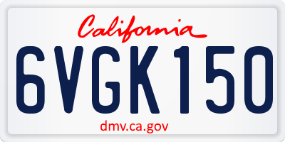 CA license plate 6VGK150