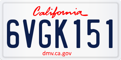 CA license plate 6VGK151