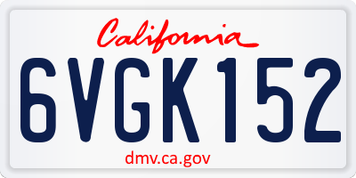 CA license plate 6VGK152