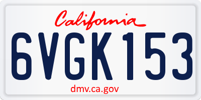 CA license plate 6VGK153