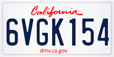 CA license plate 6VGK154