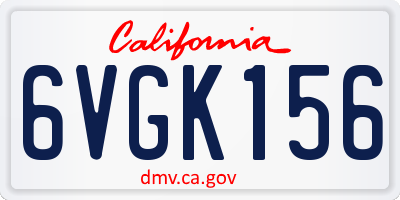 CA license plate 6VGK156