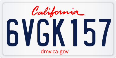 CA license plate 6VGK157