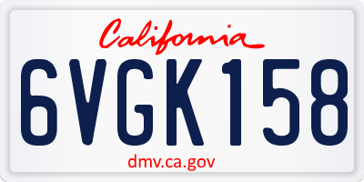 CA license plate 6VGK158