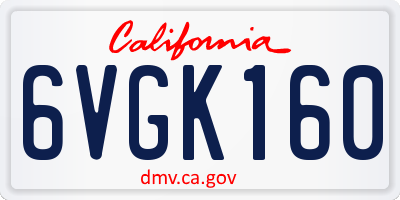 CA license plate 6VGK160