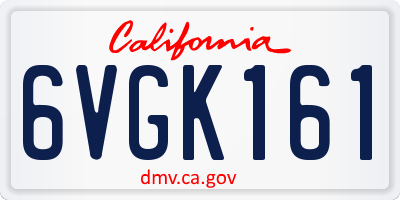 CA license plate 6VGK161