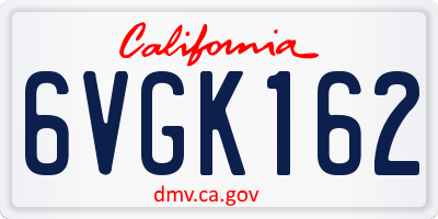 CA license plate 6VGK162