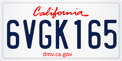 CA license plate 6VGK165